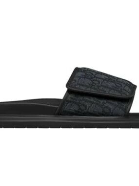 Dior Black Monogram Slide Sandals with Adjustable Strap